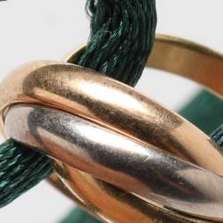Pre Owned Cartier Trinity 18k Three Tone Gold Green Cord Bracelet