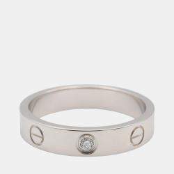 Pre Owned Cartier Love 18K White Gold, Diamond Ring EU 52
