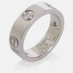 Pre Owned Cartier Love 18K White Gold Diamond Ring EU 51
