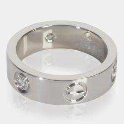 Pre Owned Cartier Love 18K White Gold Diamond Ring EU 51