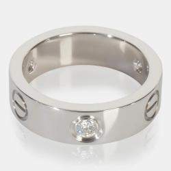 Pre Owned Cartier Love 18K White Gold Diamond Ring EU 51