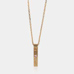 Pre Owned Cartier Love Bar 18K Rose Gold Sapphire Necklace