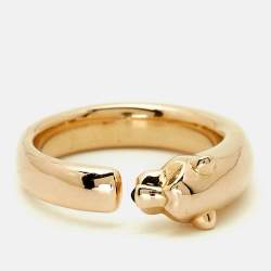 Pre Owned Cartier Panthere De Cartier Tsavorite Garnet Onyx 18k Rose Gold Ring Size 56