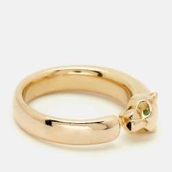 Pre Owned Cartier Panthere De Cartier Tsavorite Garnet Onyx 18k Rose Gold Ring Size 56