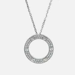 Pre Owned Cartier Love Diamonds 18k White Gold Necklace