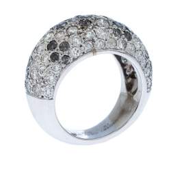 Pre Owned Cartier Black & White Diamonds 18k White Gold Pave Band Ring Size 51