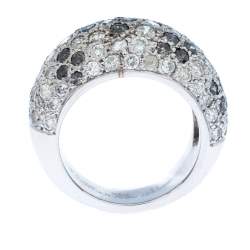 Pre Owned Cartier Black & White Diamonds 18k White Gold Pave Band Ring Size 51