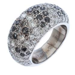 Pre Owned Cartier Black & White Diamonds 18k White Gold Pave Band Ring Size 51