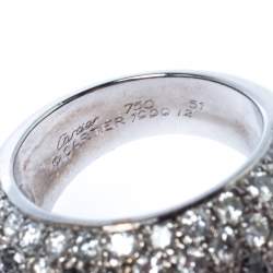 Pre Owned Cartier Black & White Diamonds 18k White Gold Pave Band Ring Size 51