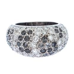 Pre Owned Cartier Black & White Diamonds 18k White Gold Pave Band Ring Size 51