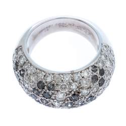 Pre Owned Cartier Black & White Diamonds 18k White Gold Pave Band Ring Size 51