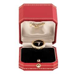 Pre Owned Cartier Chevron Three Tone 18K Gold Band Ring Size 51