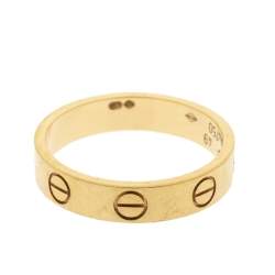 Pre Owned Cartier Love 18K Yellow Gold Narrow Band Ring Size 49
