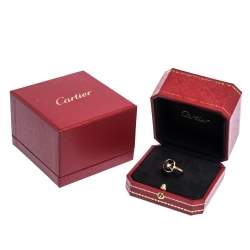 Pre Owned Cartier Amulette de Cartier Onyx Diamond 18K Rose Gold Ring Size 53