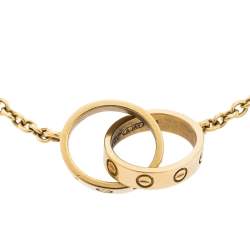 Pre Owned Cartier Love Interlocking 2 Hoops 18K Yellow Gold Bracelet