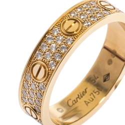 مملوكة مسبقًا Cartier Love Diamond 18K Rose Gold Wedding Band Ring EU 54