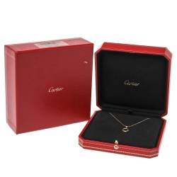 Pre Owned Cartier Trinity Diamond 18K Three Tone Gold Pendant Necklace