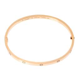 Pre Owned Cartier LOVE 18K Rose Gold Narrow Bangle Bracelet Size 19