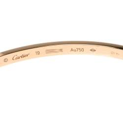 Pre Owned Cartier LOVE 18K Rose Gold Narrow Bangle Bracelet Size 19