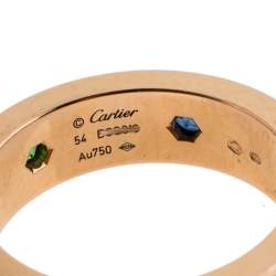 Pre Owned Cartier LOVE Multicolor Gemstone 18K Rose Gold Ring 54