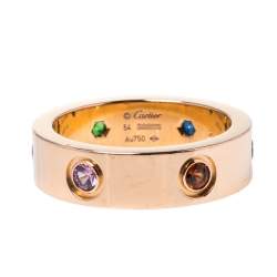 Cartier LOVE Multicolor Gemstone 18K Rose Gold Ring 54 Cartier TLC