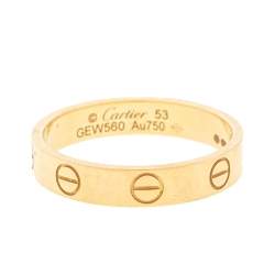 Pre Owned Cartier LOVE 18K Yellow Gold Narrow Wedding Band Ring Size 53