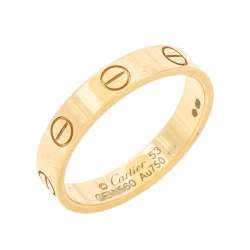 Pre Owned Cartier LOVE 18K Yellow Gold Narrow Wedding Band Ring Size 53