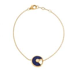 Pre Owned Cartier Amulette de Cartier Lapis Lazuli Diamond 18K Yellow Gold Bracelet