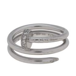 Pre Owned Cartier Juste Un Clou Diamond 18K White Gold Ring Size 49