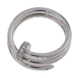 Pre Owned Cartier Juste Un Clou Diamond 18K White Gold Ring Size 49
