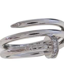 Pre Owned Cartier Juste Un Clou Diamond 18K White Gold Ring Size 49