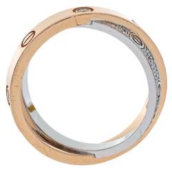 مملوكة مسبقًا Cartier Love Diamond 18K Two Tone Gold Double Band Ring Size 51