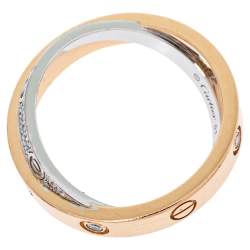 مملوكة مسبقًا Cartier Love Diamond 18K Two Tone Gold Double Band Ring Size 51