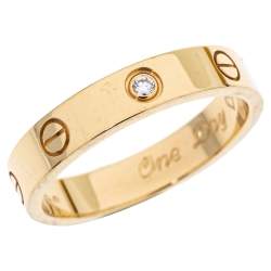 Pre Owned Cartier Love 1 Diamond 18K Yellow Gold Wedding Band Ring Size 57