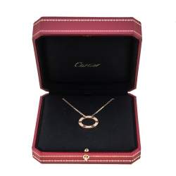 Pre Owned Cartier Love Diamond Paved 18K Rose Gold Necklace