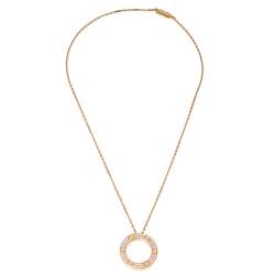 Pre Owned Cartier Love Diamond Paved 18K Rose Gold Necklace