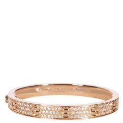 Pre Owned Cartier Love Diamond 18K Rose Gold Bracelet