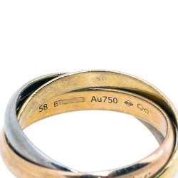 Pre Owned Cartier Trinity De Cartier 18K Three Tone Gold Ring Size 58
