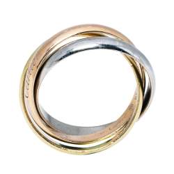 Pre Owned Cartier Trinity De Cartier 18K Three Tone Gold Ring Size 58