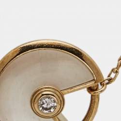 Pre Owned Cartier Amulette De Cartier Mother of Pearl Diamond 18K Yellow Gold Bracelet