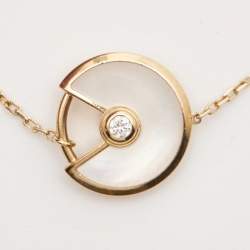 Pre Owned Cartier Amulette De Cartier Mother of Pearl Diamond 18K Yellow Gold Bracelet