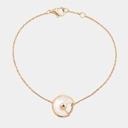 Pre Owned Cartier Amulette De Cartier Mother of Pearl Diamond 18K Yellow Gold Bracelet