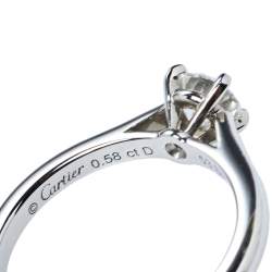 Pre Owned Cartier Solitaire 1895 0.58ct Diamond Platinum Engagement Ring Size 53
