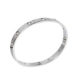 Pre Owned Cartier Love 10 Diamonds 18K White Gold Bracelet 18