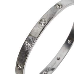 Pre Owned Cartier Love 10 Diamonds 18K White Gold Bracelet 18