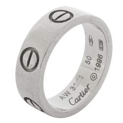 Pre Owned Cartier Vintage Love 18K White Gold Wedding Band Ring Size 50
