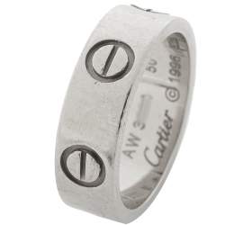 Pre Owned Cartier Vintage Love 18K White Gold Wedding Band Ring Size 50