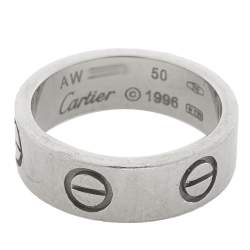 Pre Owned Cartier Vintage Love 18K White Gold Wedding Band Ring Size 50