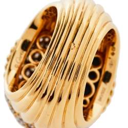 Pre Owned Cartier Paris Nouvelle Vague Black Jade Diamond 18K Rose Gold Cocktail Ring Size 56