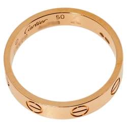 Pre Owned Cartier Love 18K Rose Gold Wedding Band Ring Size 50